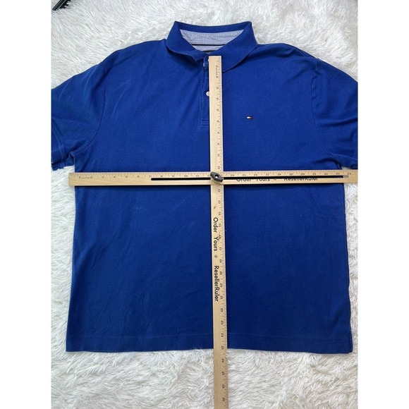 Tommy Hilfiger Men's TH Lux Interlock Blue Custom Fit Polo Shirt Size: L - Picture 9 of 11